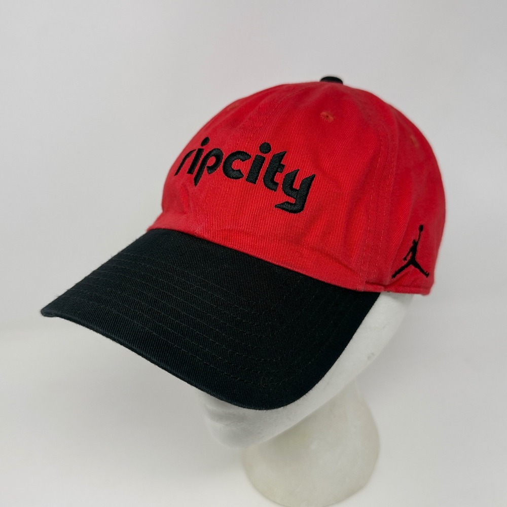 Nike Jordan Rip City Portland Trailblazers Hat Red‎ Black Embroidered Strapback